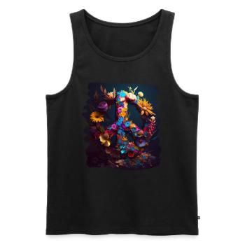 Hippie Festival Love Vintage Peace Sign - Débardeur bio Premium Homme - noir - Devant - Michal (187cm)