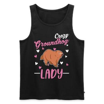 Marmotte folle Femme Crazy Groundhog dame - Débardeur bio Premium Homme - noir - Devant - Michal (187cm)