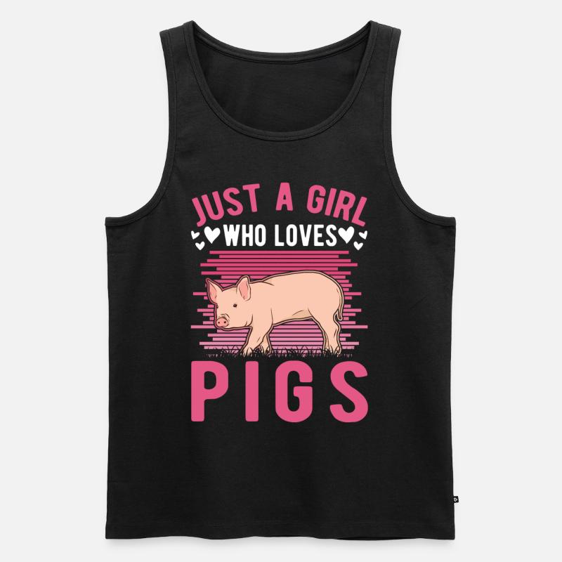 Schweine Mädchen Schweinebauer - Männer Premium Bio Tank Top - Schwarz