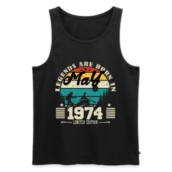 May 1974 Birthday present May 1974. May 1974. - Men's Premium Organic Tank Top - black - Front - AI Model Male 178 light (178cm)