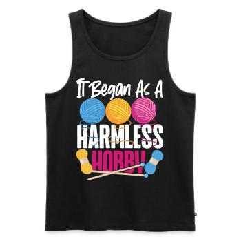 Knitting Knitter It Began As A - Men's Premium Organic Tank Top - black - Front - AI Model Male 178 light (178cm)