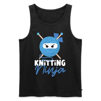 Knitting Knitter Ninja Knitting - Men's Premium Organic Tank Top - black - Front - Michal (187cm)