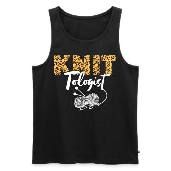Knitting Wrinkled Leopard Cheetah - Men's Premium Organic Tank Top - black - Front - Michal (187cm)