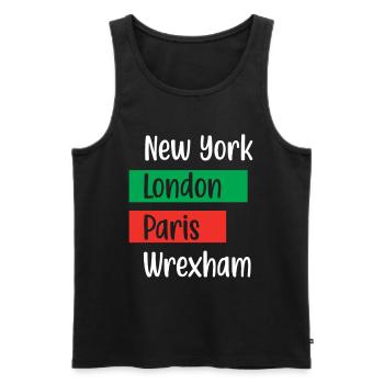 New York London Paris Wrexham - Wales Football Gif - Men's Premium Organic Tank Top - black - Front - AI Model Male 178 light (178cm)