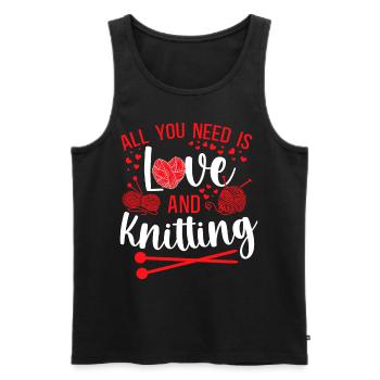 Knitting Knitter Hearts All You - Men's Premium Organic Tank Top - black - Front - Michal (187cm)