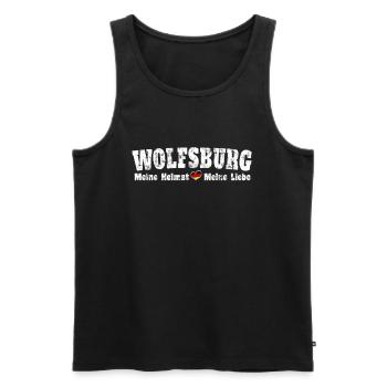 Wolfsburg My home my dear heart - Men's Premium Organic Tank Top - black - Front - AI Model Male 178 light (178cm)