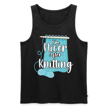Knitting Knitter I'm Nicer After - Men's Premium Organic Tank Top - black - Front - Michal (187cm)