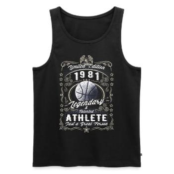Vintage 1981 Basketball Cadeau d’anniversaire Hobby - Débardeur bio Premium Homme - noir - Devant - Michal (187cm)
