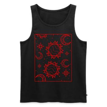 Bohemian Aesthetic Sun and Moon Pattern - Men's Premium Organic Tank Top - black - Front - AI Model Male 178 light (178cm)