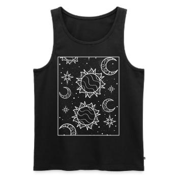 Bohemian Aesthetic Sun and Moon Pattern - Men's Premium Organic Tank Top - black - Front - AI Model Male 178 light (178cm)