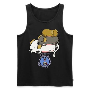 Alarm clock dogs lazy sleep listlessly fatigue - Men's Premium Organic Tank Top - black - Front - AI Model Male 178 light (178cm)
