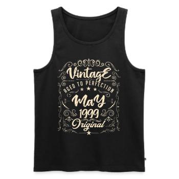 Vintage Né(e) en Mai 1999. anniversaire mai 1999. - Débardeur bio Premium Homme - noir - Devant - Michal (187cm)
