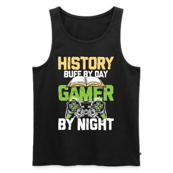 History By Day Gamer By Night - Männer Premium Bio Tank Top - Schwarz - Vorne - Michal (187cm)
