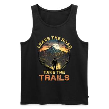 Leave The Road Take The Trails für eine Wanderer - Männer Premium Bio Tank Top - Schwarz - Vorne - Michal (187cm)