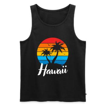 Tropical Summer Vacation Palms Retro Hawaii - Débardeur bio Premium Homme - noir - Devant - Michal (187cm)