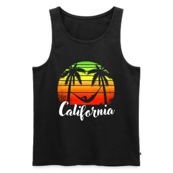 Vacances tropicales d’été Retro Palms Californie - Débardeur bio Premium Homme - noir - Devant - Michal (187cm)