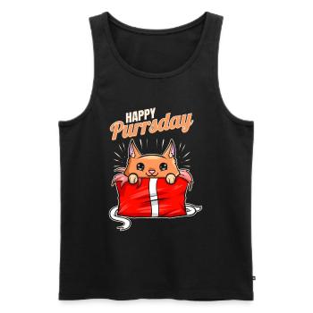 Surprise: Cat In A Birthday Gift On Purrsday - Men's Premium Organic Tank Top - black - Front - AI Model Male 178 light (178cm)