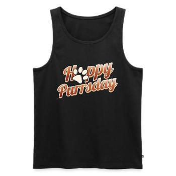 Lettering Happy Purrsday With Cat Paw On Purrsday - Männer Premium Bio Tank Top - Schwarz - Vorne - Michal (187cm)