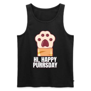 Greeting Cat Paw On Purrsday - Men's Premium Organic Tank Top - black - Front - AI Model Male 178 light (178cm)