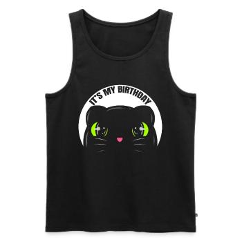 Logo Black Cat's Birthday On Purrsday - Männer Premium Bio Tank Top - Schwarz - Vorne - AI Model Male 178 light (178cm)
