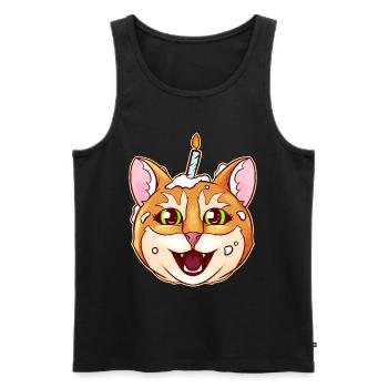 Cat With Birthday Candle Ate The Birthday Cake On - Men's Premium Organic Tank Top - black - Front - Michal (187cm)