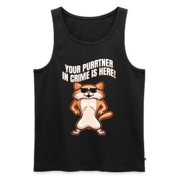 Cool Cat With Sun Glasses On Purrsday - Men's Premium Organic Tank Top - black - Front - AI Model Male 178 light (178cm)