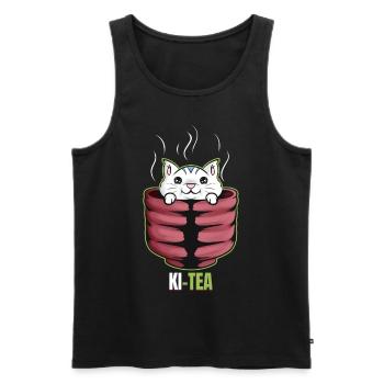 Avocado Cat On Purrsday - Men's Premium Organic Tank Top - black - Front - AI Model Male 178 light (178cm)