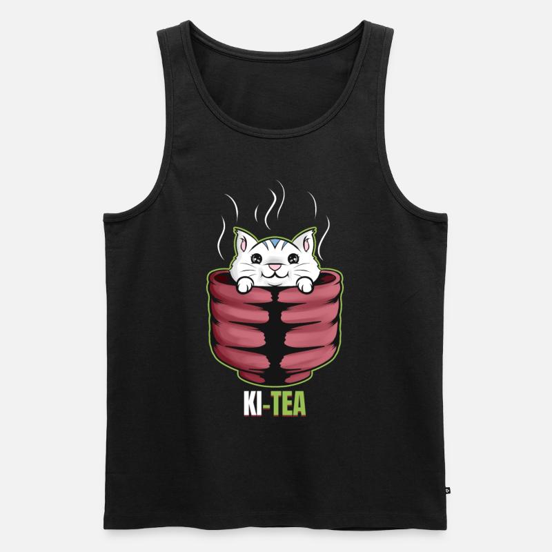 Avocado Cat On Purrsday - Männer Premium Bio Tank Top - Schwarz