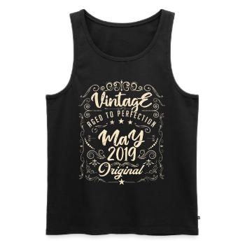 Vintage born in May 2019. Birthday May 2019. - Men's Premium Organic Tank Top - black - Front - Michal (187cm)