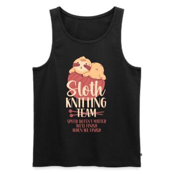 Knitting Knitter Sloth Sloth - Men's Premium Organic Tank Top - black - Front - Michal (187cm)