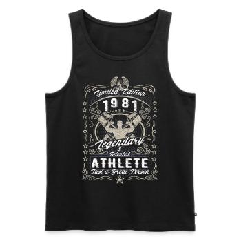 Vintage 1981 Fitness Anniversaire Cadeau Hobby - Débardeur bio Premium Homme - noir - Devant - Michal (187cm)