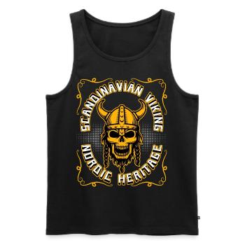 Viking Warriors Scandinavia Viking Skull - Men's Premium Organic Tank Top - black - Front - Michal (187cm)