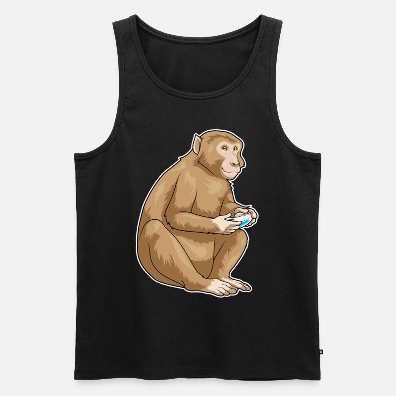 Affe Gamer Controller - Männer Premium Bio Tank Top - Schwarz