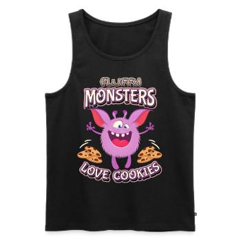 Funny monsters, crumb monsters, cookies, sayings - Men's Premium Organic Tank Top - black - Front - AI Model Male 178 light (178cm)