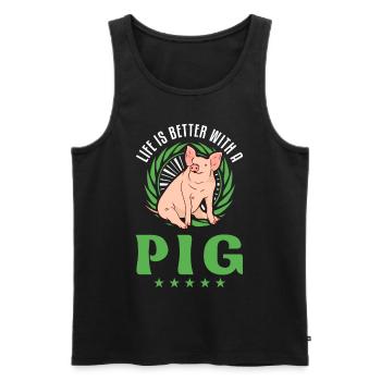 Life is better with pig farmer - Men's Premium Organic Tank Top - black - Front - AI Model Male 178 light (178cm)