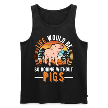 Porc Cadeau Agriculteur Cochon - Débardeur bio Premium Homme - noir - Devant - Michal (187cm)