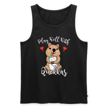 Playing well with others Quokka lovers wildlife - Men's Premium Organic Tank Top - black - Front - Michal (187cm)