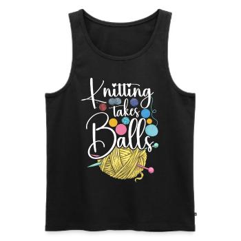 Knitting Knitter Knitting Takes - Männer Premium Bio Tank Top - Schwarz - Vorne - Michal (187cm)