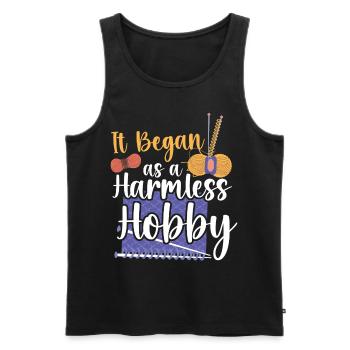 Knitting Knitter It Began As A - Men's Premium Organic Tank Top - black - Front - AI Model Male 178 light (178cm)