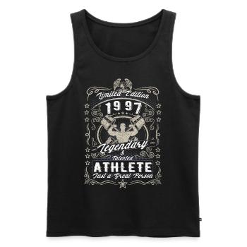 Vintage 1997 Fitness Anniversaire Cadeau Hobby - Débardeur bio Premium Homme - noir - Devant - AI Model Male 178 light (178cm)