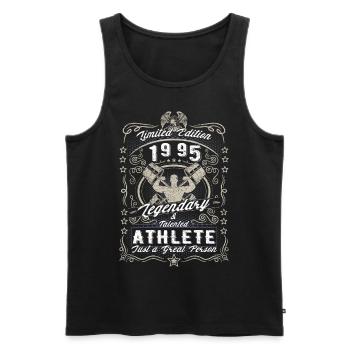 Vintage 1995 Fitness Birthday Gift Hobby - Men's Premium Organic Tank Top - black - Front - Michal (187cm)