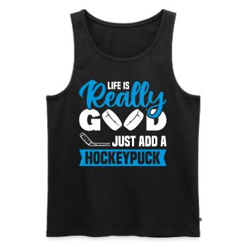 Life is really good just add a - Men's Premium Organic Tank Top - black - Front - AI Model Male 178 light (178cm)