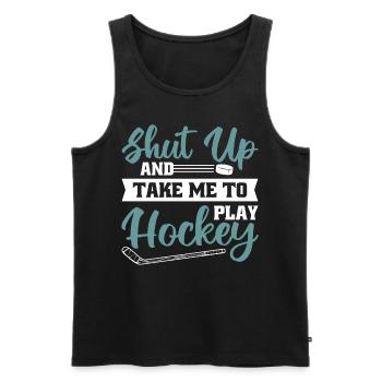 Tais-toi et emmène-moi jouer au hockey - Débardeur bio Premium Homme - noir - Devant - Michal (187cm)