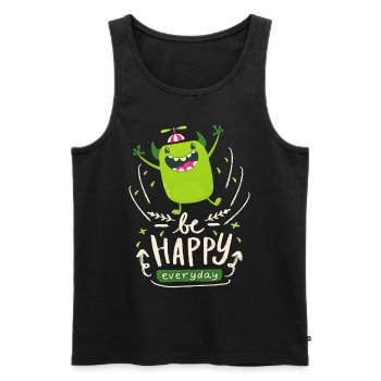 Citation de motivation drôle-monstre Citation Be-Happy - Débardeur bio Premium Homme - noir - Devant - Michal (187cm)