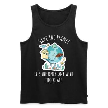 Save the plant - It's the only one with chocolate - Männer Premium Bio Tank Top - Schwarz - Vorne - Michal (187cm)