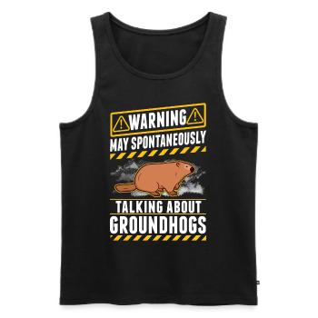 Warning Groundhog Day Woodchuck - Men's Premium Organic Tank Top - black - Front - Michal (187cm)