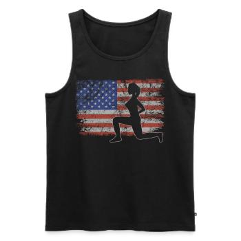 Aerobic Retro USA Flag Cardio 4 juillet - Débardeur bio Premium Homme - noir - Devant - AI Model Male 178 light (178cm)