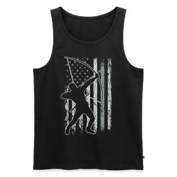 Tir à l’arc Retro USA Flag 4 juillet - Débardeur bio Premium Homme - noir - Devant - AI Model Male 178 light (178cm)