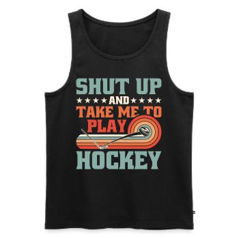 Tais-toi et emmène-moi jouer au hockey - Débardeur bio Premium Homme - noir - Devant - AI Model Male 178 light (178cm)
