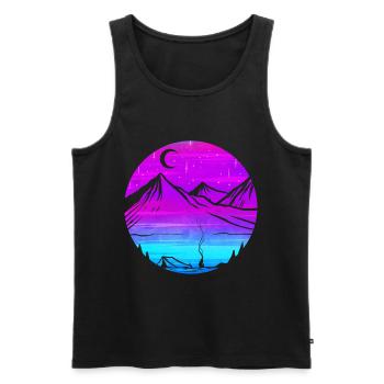 Mountain Silhouette In The Moonlight While Camping - Männer Premium Bio Tank Top - Schwarz - Vorne - AI Model Male 178 light (178cm)